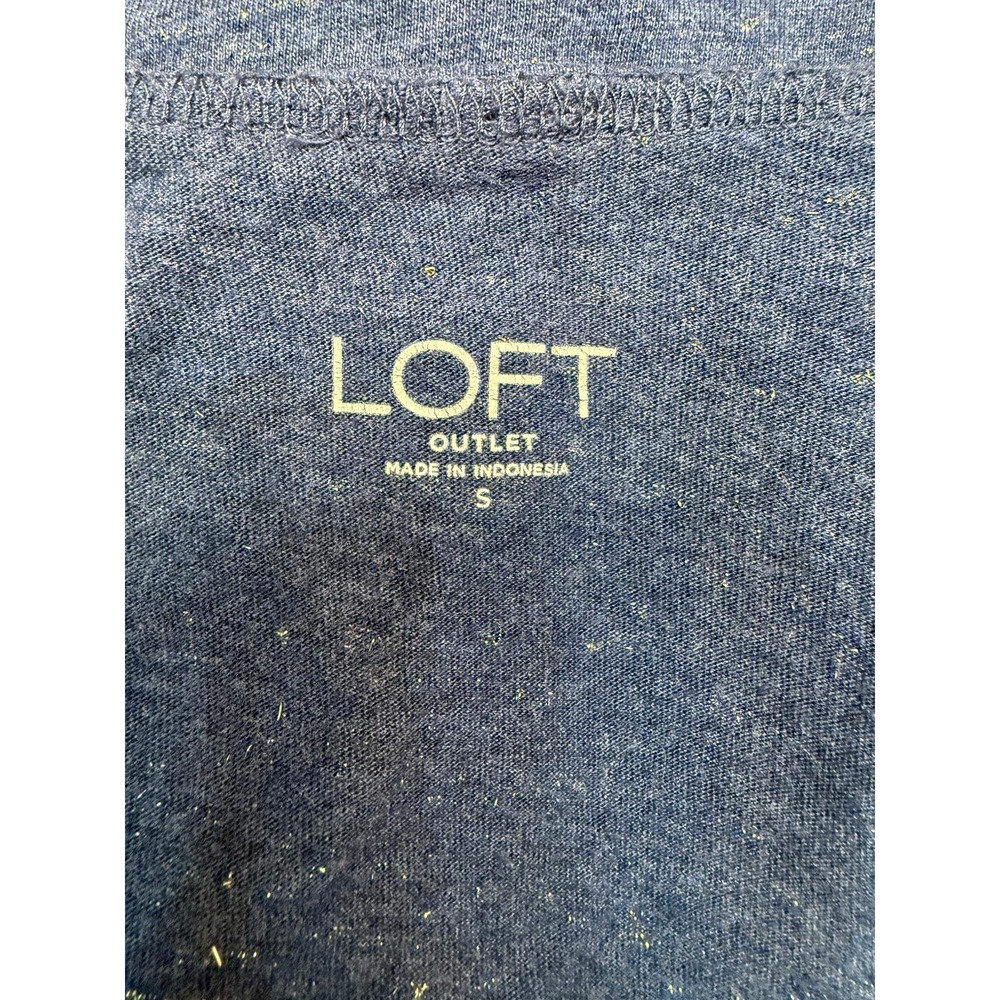 Loft‎ Outlet Womens Small Blue Space Dye Scoop Neck Long Sleeve T-Shirt Tee - Picture 3 of 4